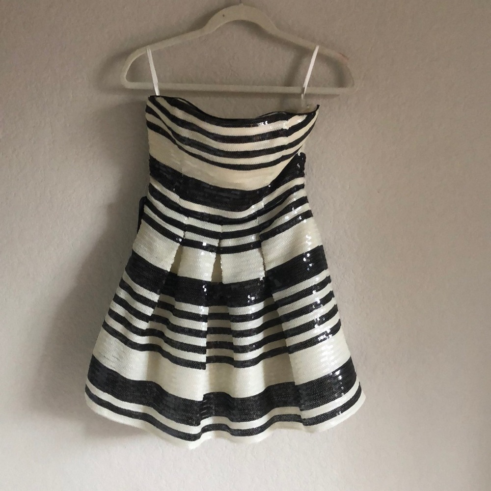 Strapless sequin Bebe dress